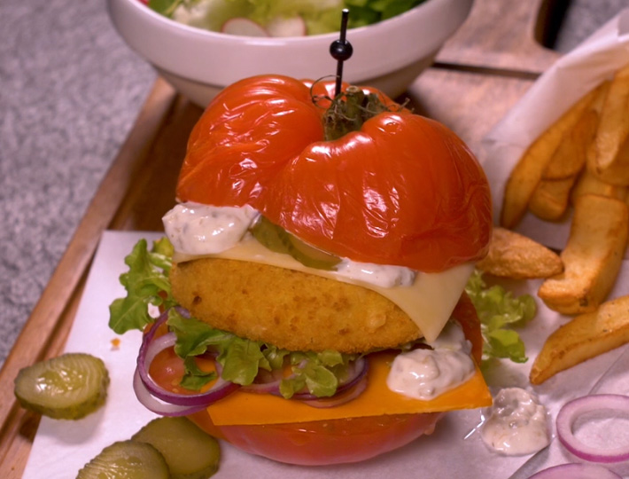 Burger Tomate au Donuts de Poulet